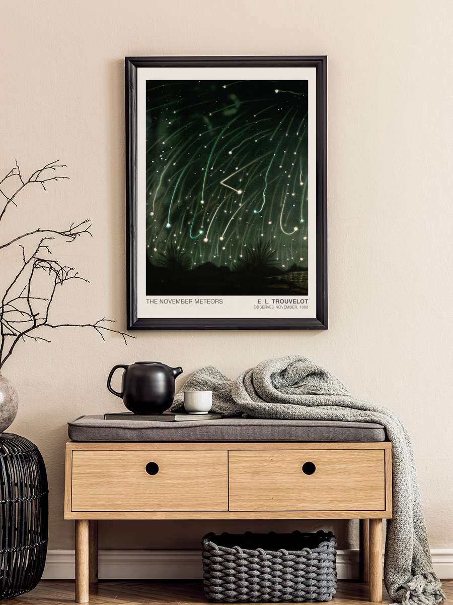 The November Meteors … (Stargazing / Vintage Space… Sanatsal Modern Tablo Siyah Çerçeveli Poster Modern Duvar Tablo