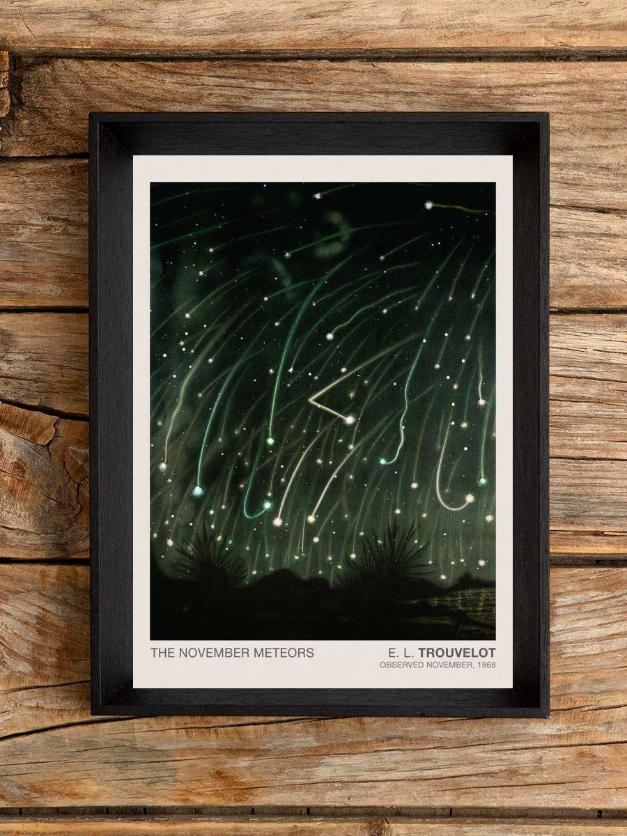 The November Meteors … (Stargazing / Vintage Space… Sanatsal Modern Tablo Siyah Çerçeveli Poster Modern Duvar Tablo