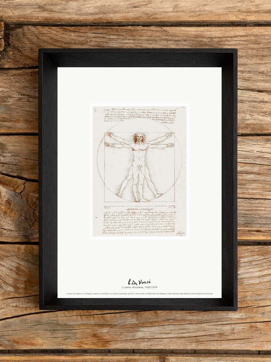 Vitruvian Man Sanatsal Modern Tablo Siyah Çerçeveli Poster Modern Duvar Tablo