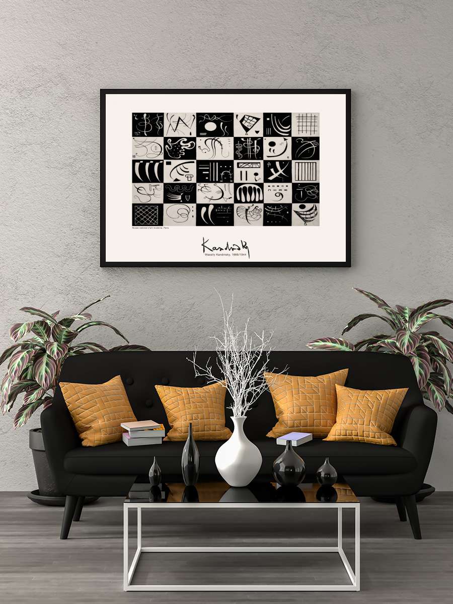 Thirty (Vintage Black and Whit… Whit Abstract) - Wassily… Sanatsal Modern Tablo Siyah Çerçeveli Poster Modern Duvar Tablo