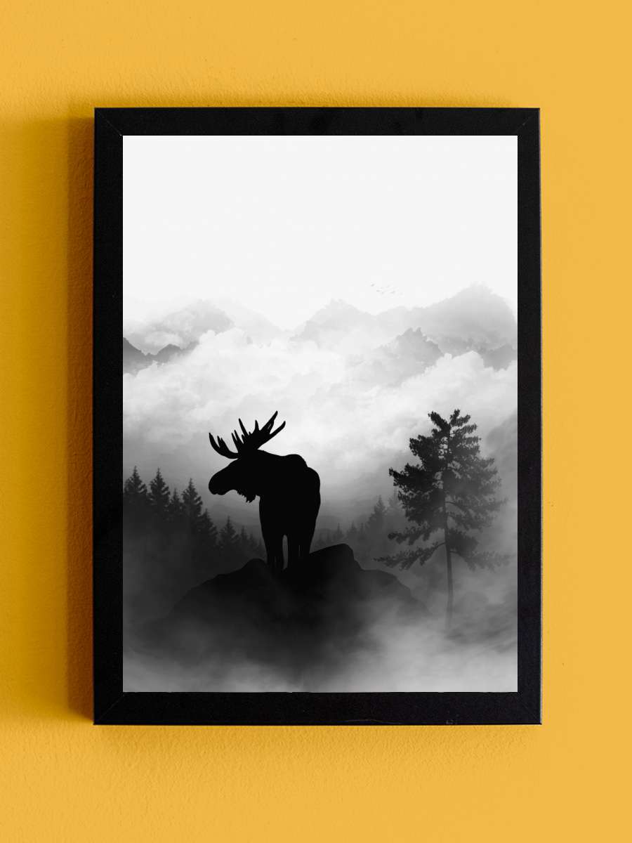 Moose Sanatsal Modern Tablo Siyah Çerçeveli Poster Modern Duvar Tablo