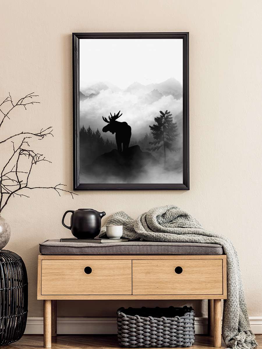 Moose Sanatsal Modern Tablo Siyah Çerçeveli Poster Modern Duvar Tablo