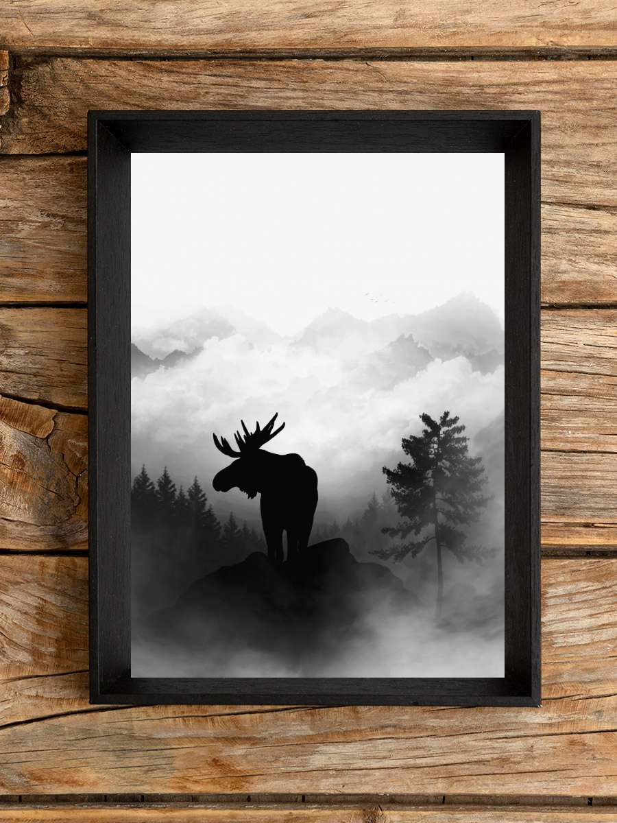 Moose Sanatsal Modern Tablo Siyah Çerçeveli Poster Modern Duvar Tablo