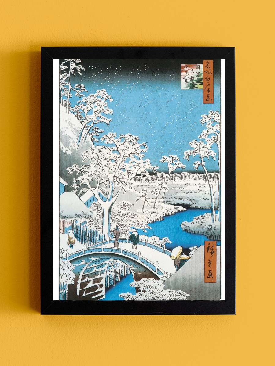 Hiroshige - The Drum Bridge Sanatsal Modern Tablo Siyah Çerçeveli Poster Modern Duvar Tablo