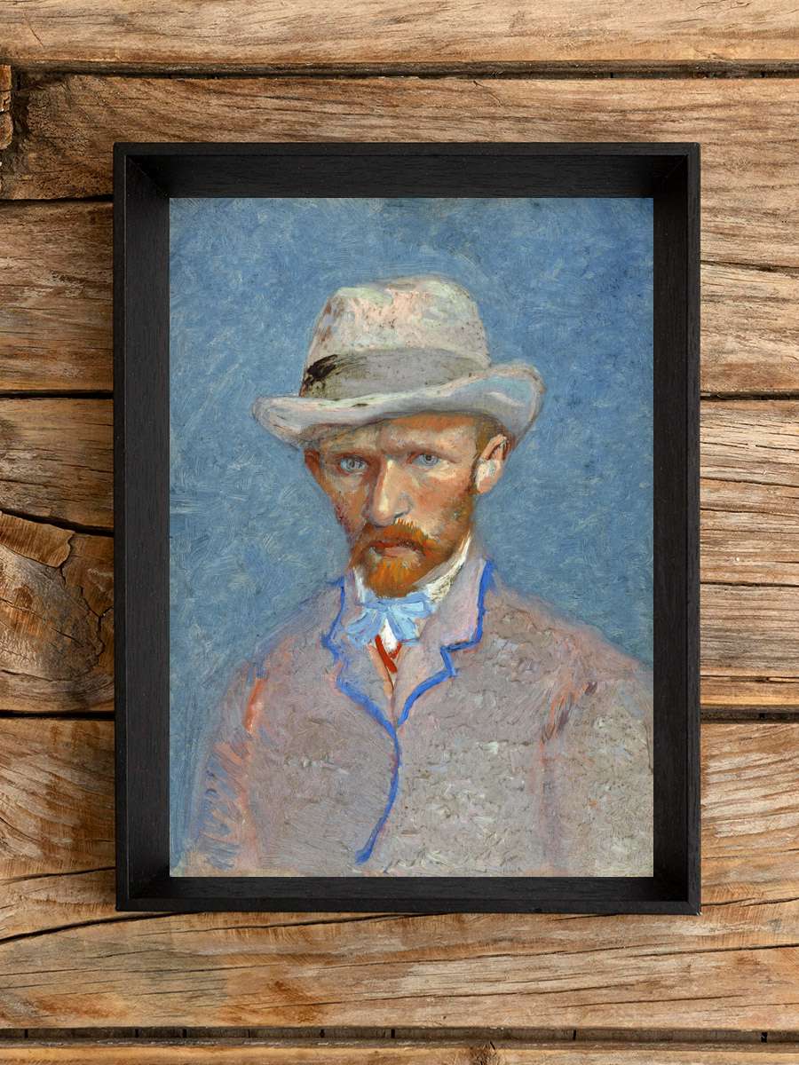 Self-Portrait with gray felt… felt hat, 1887 Sanatsal Modern Tablo Siyah Çerçeveli Poster Modern Duvar Tablo