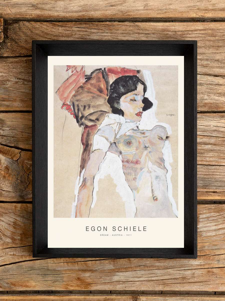 Dream (Special Edition Female… Female Nude) - Egon Schiele Sanatsal Modern Tablo Siyah Çerçeveli Poster Modern Duvar Tablo