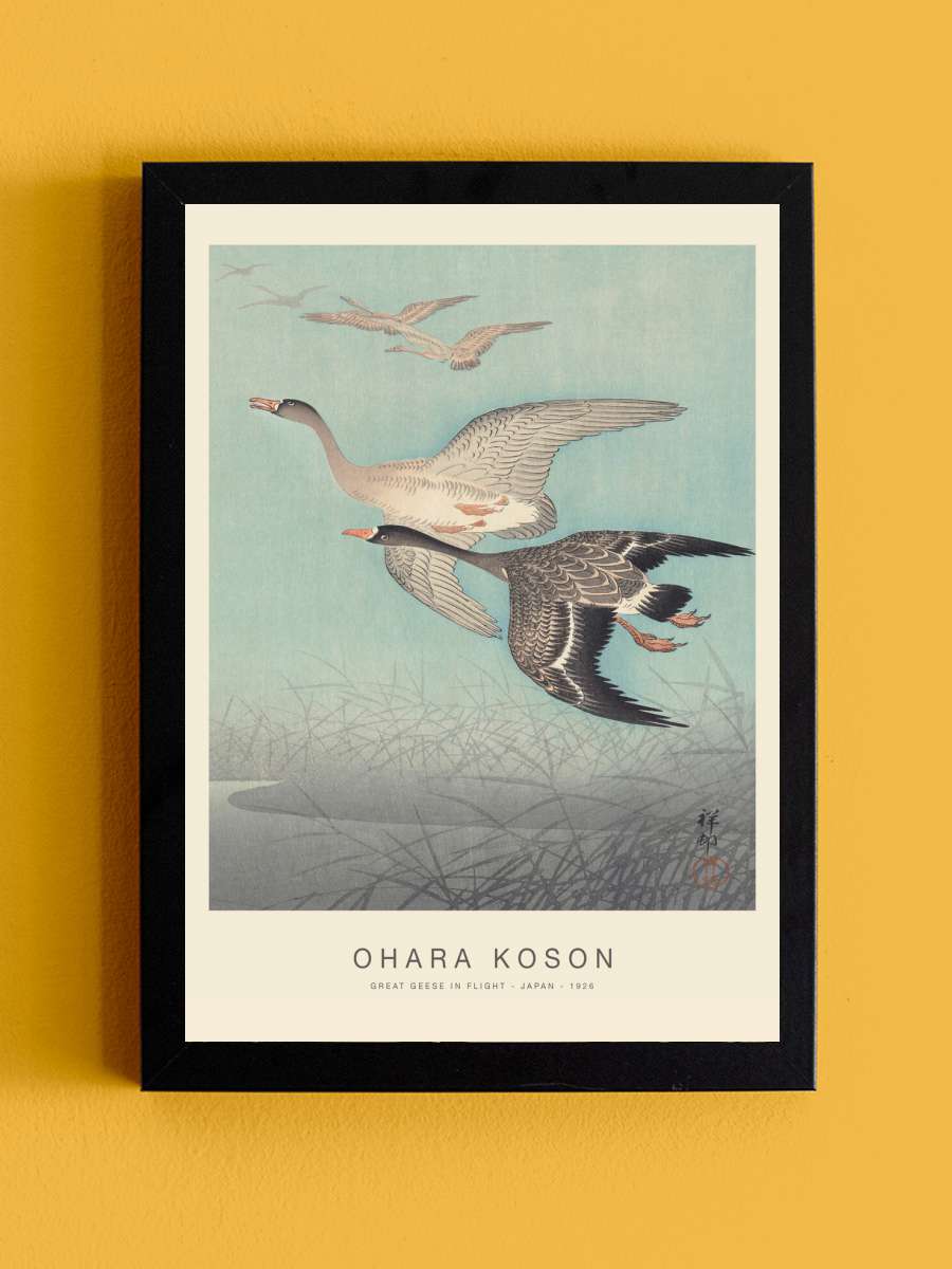 Great geese in flight (Special… (Special Edition) - Ohara Koson Sanatsal Modern Tablo Siyah Çerçeveli Poster Modern Duvar Tablo