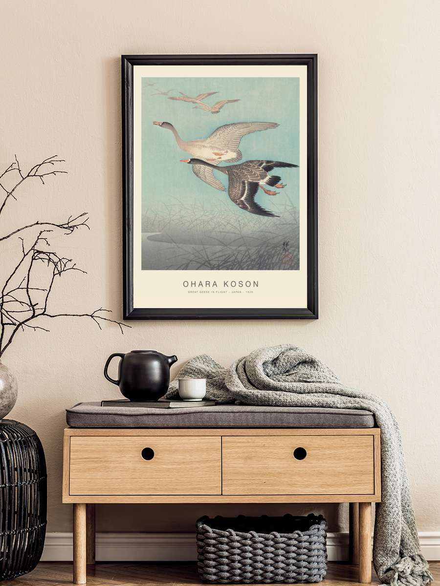 Great geese in flight (Special… (Special Edition) - Ohara Koson Sanatsal Modern Tablo Siyah Çerçeveli Poster Modern Duvar Tablo