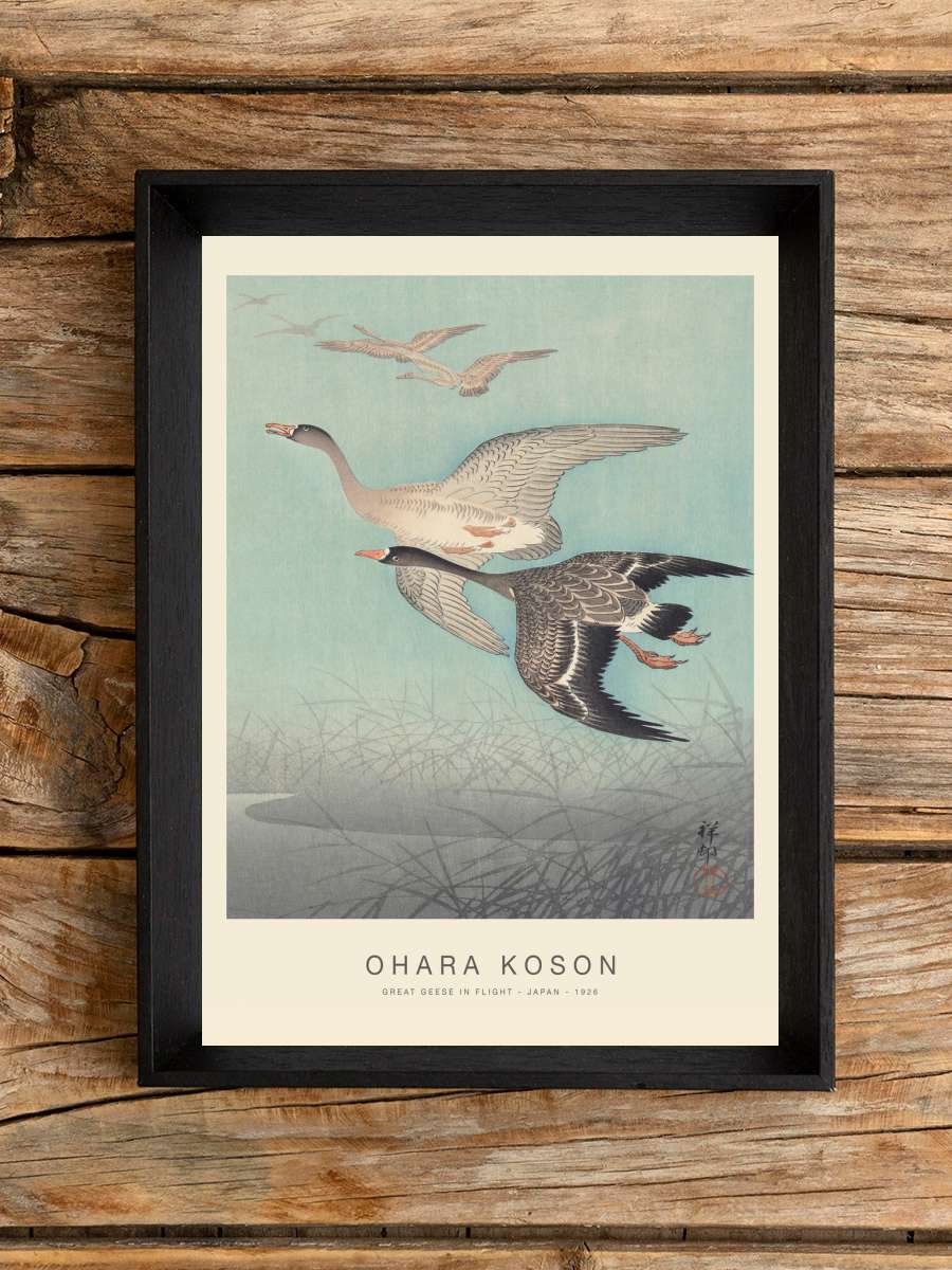 Great geese in flight (Special… (Special Edition) - Ohara Koson Sanatsal Modern Tablo Siyah Çerçeveli Poster Modern Duvar Tablo