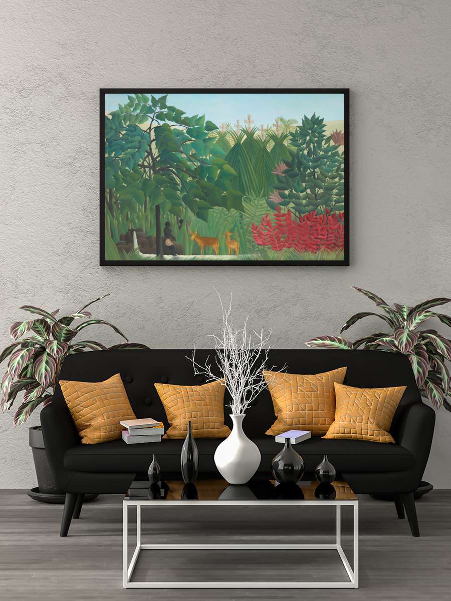 The Waterfall (Tropical Jungle)… Jungle) - Henri Rousseau Sanatsal Modern Tablo Siyah Çerçeveli Poster Modern Duvar Tablo