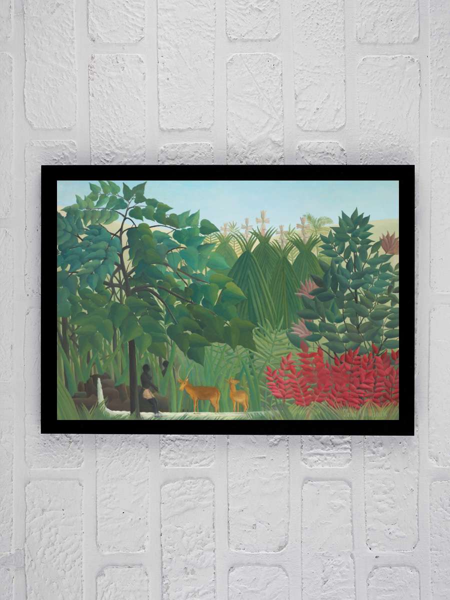 The Waterfall (Tropical Jungle)… Jungle) - Henri Rousseau Sanatsal Modern Tablo Siyah Çerçeveli Poster Modern Duvar Tablo