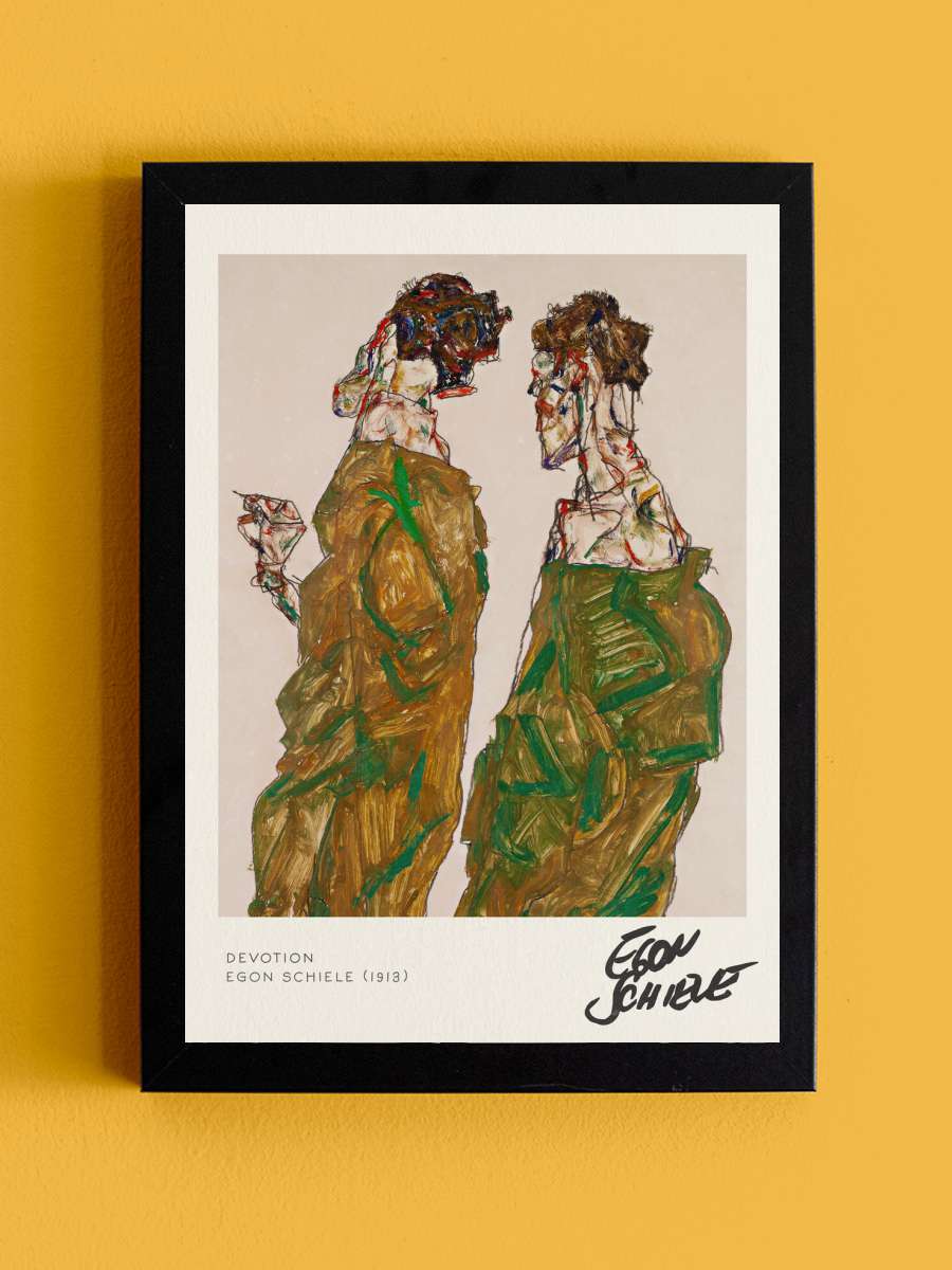 Devotion - Egon Schiele Sanatsal Modern Tablo Siyah Çerçeveli Poster Modern Duvar Tablo