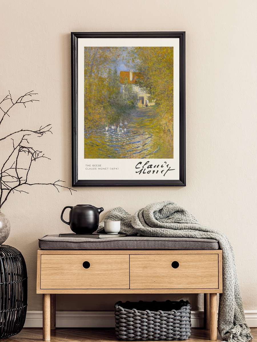 The Geese - Claude Monet Sanatsal Modern Tablo Siyah Çerçeveli Poster Modern Duvar Tablo