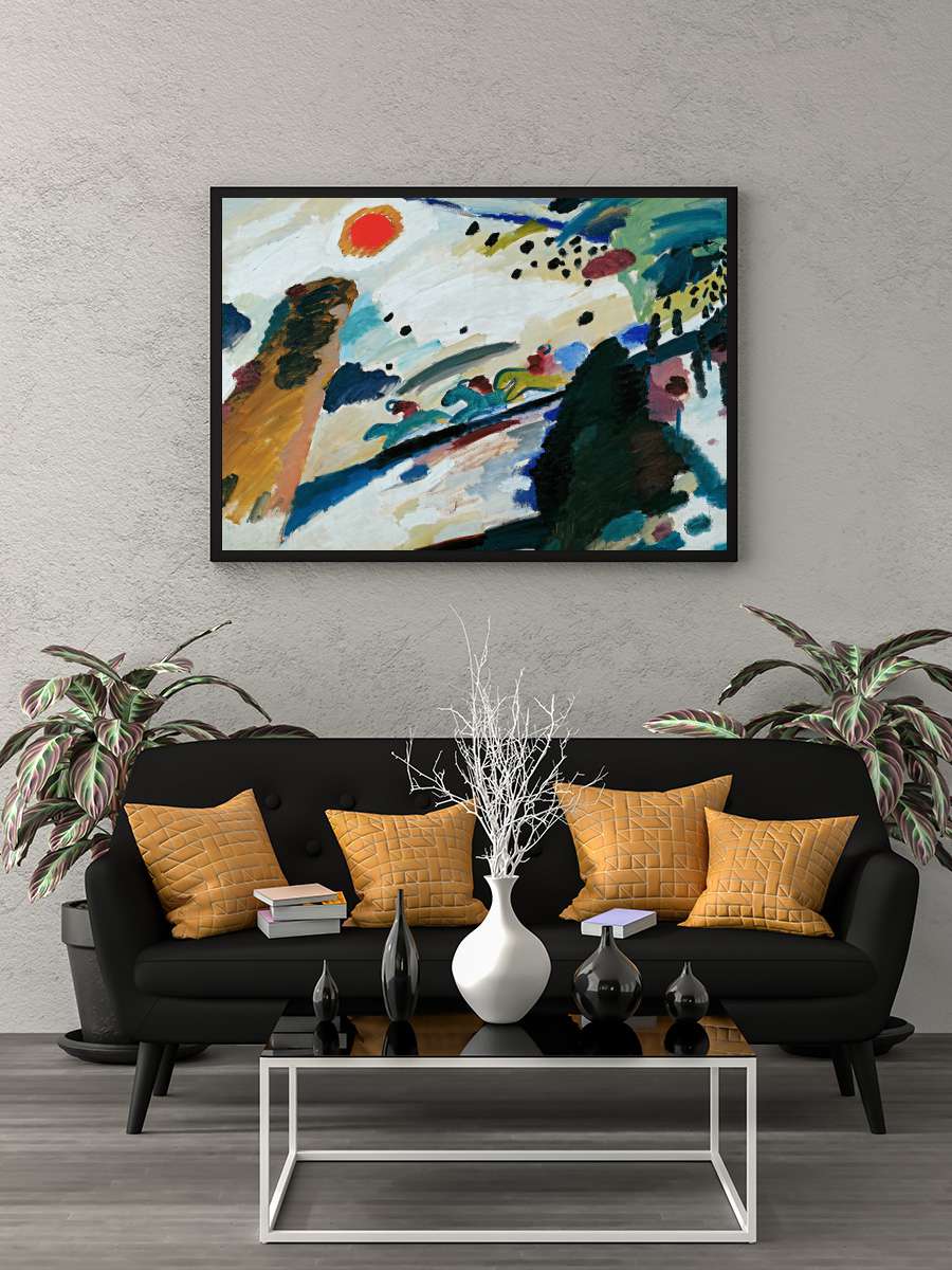 Romantic Landscape - Wassily… Wassily Kandinsky Sanatsal Modern Tablo Siyah Çerçeveli Poster Modern Duvar Tablo