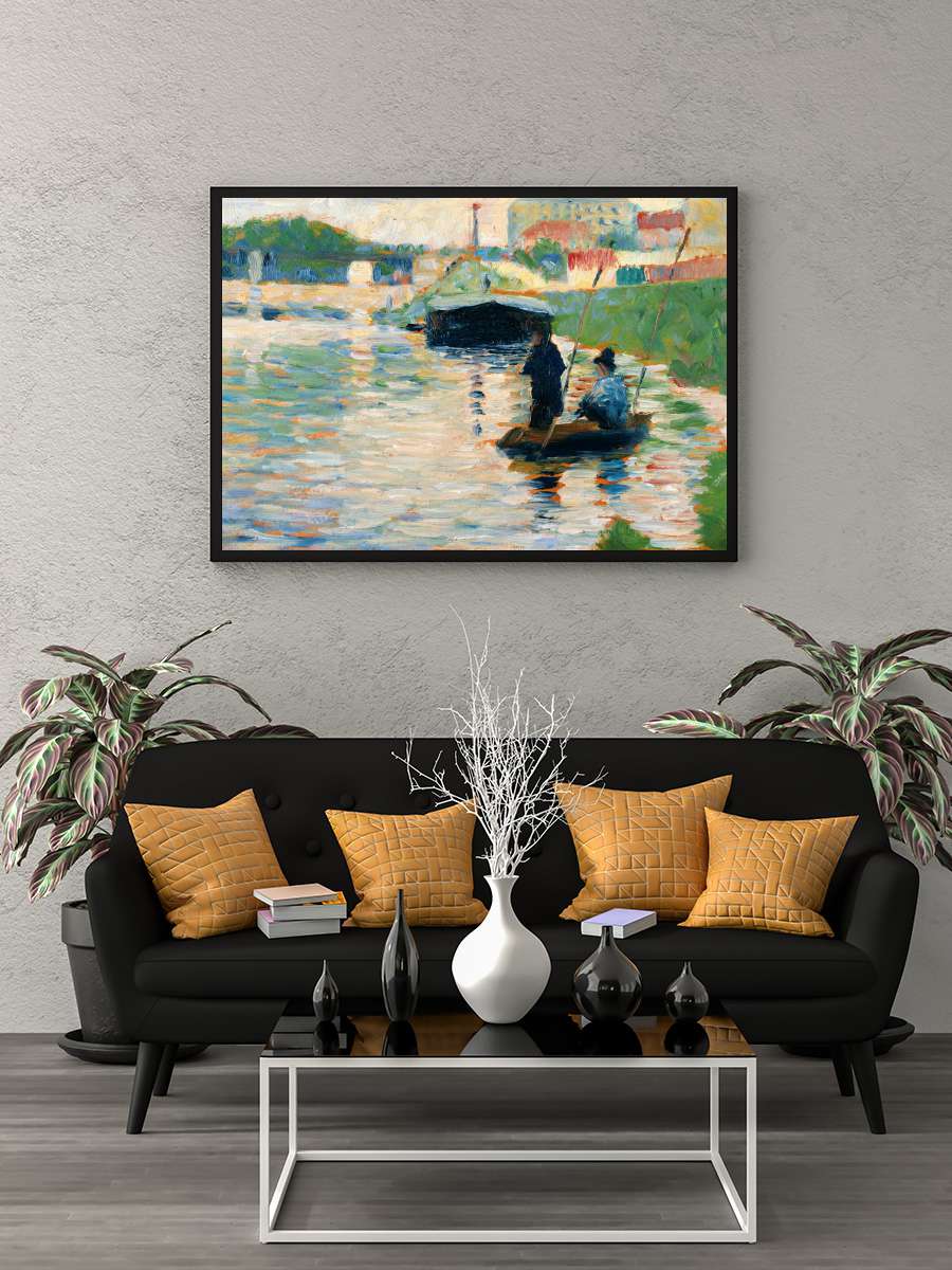 View of the Seine (Vintage Boat… Boat) - Georges Seurat Sanatsal Modern Tablo Siyah Çerçeveli Poster Modern Duvar Tablo