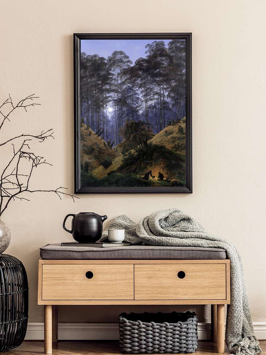 The Forest under Moonlight … (Vintage Fantasy Landscape)… Sanatsal Modern Tablo Siyah Çerçeveli Poster Modern Duvar Tablo