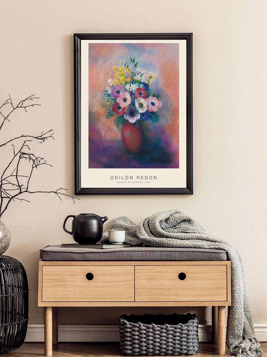 Bouquet of Anemones (Vintage… (Vintage Purple Floral Painting) -… Sanatsal Modern Tablo Siyah Çerçeveli Poster Modern Duvar Tablo