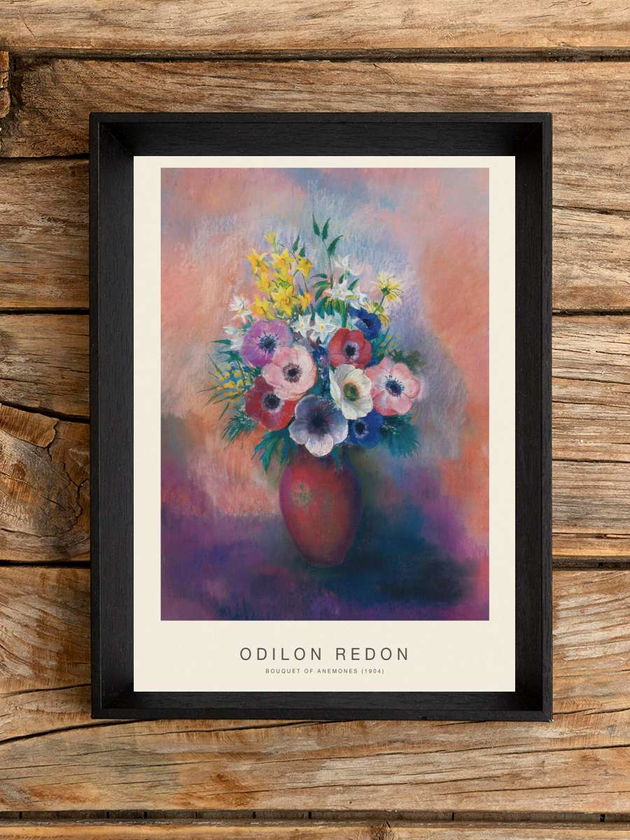 Bouquet of Anemones (Vintage… (Vintage Purple Floral Painting) -… Sanatsal Modern Tablo Siyah Çerçeveli Poster Modern Duvar Tablo