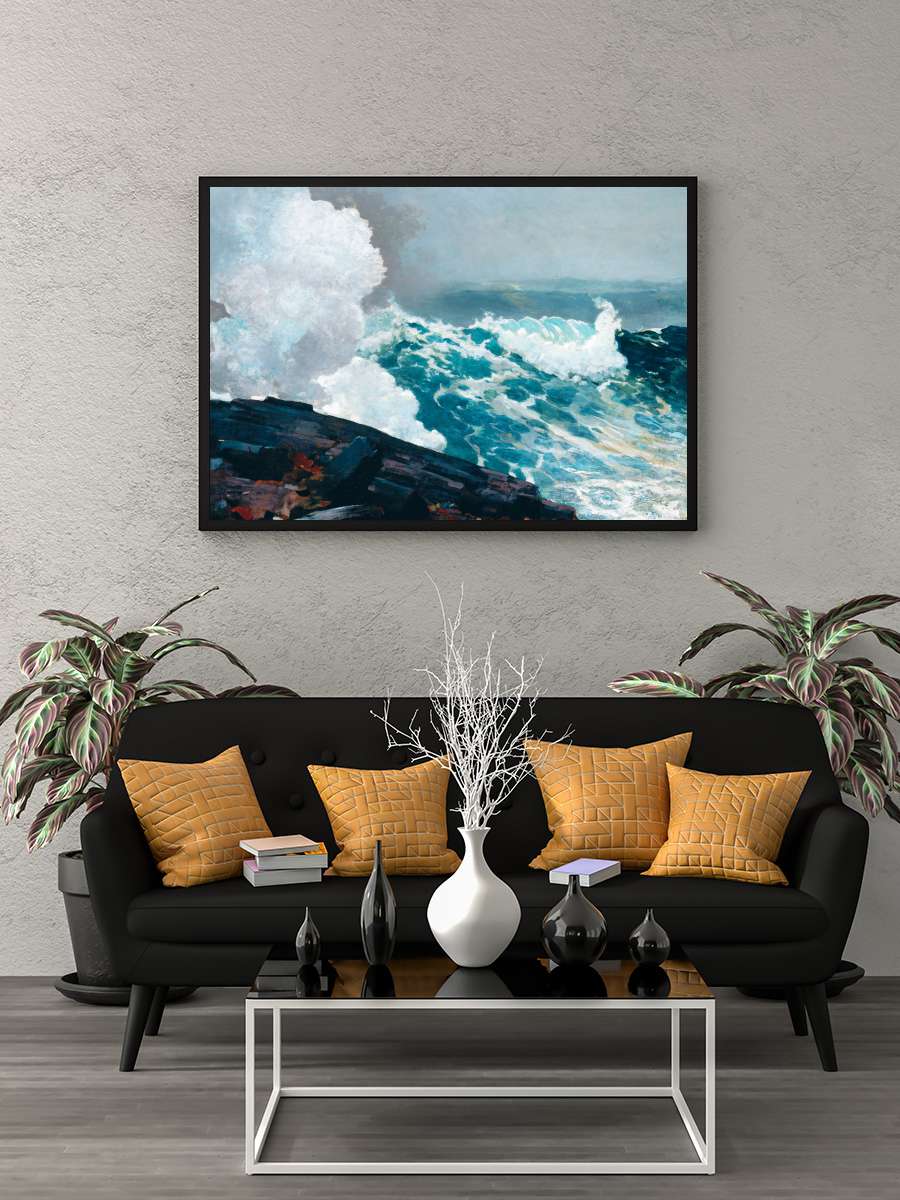 Northeaster (Seascape with… with Ocean Waves) - Winslow Homer Sanatsal Modern Tablo Siyah Çerçeveli Poster Modern Duvar Tablo