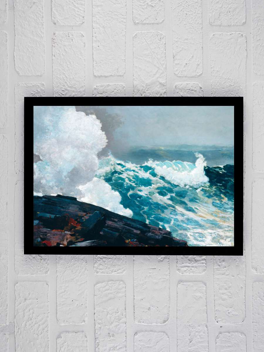 Northeaster (Seascape with… with Ocean Waves) - Winslow Homer Sanatsal Modern Tablo Siyah Çerçeveli Poster Modern Duvar Tablo