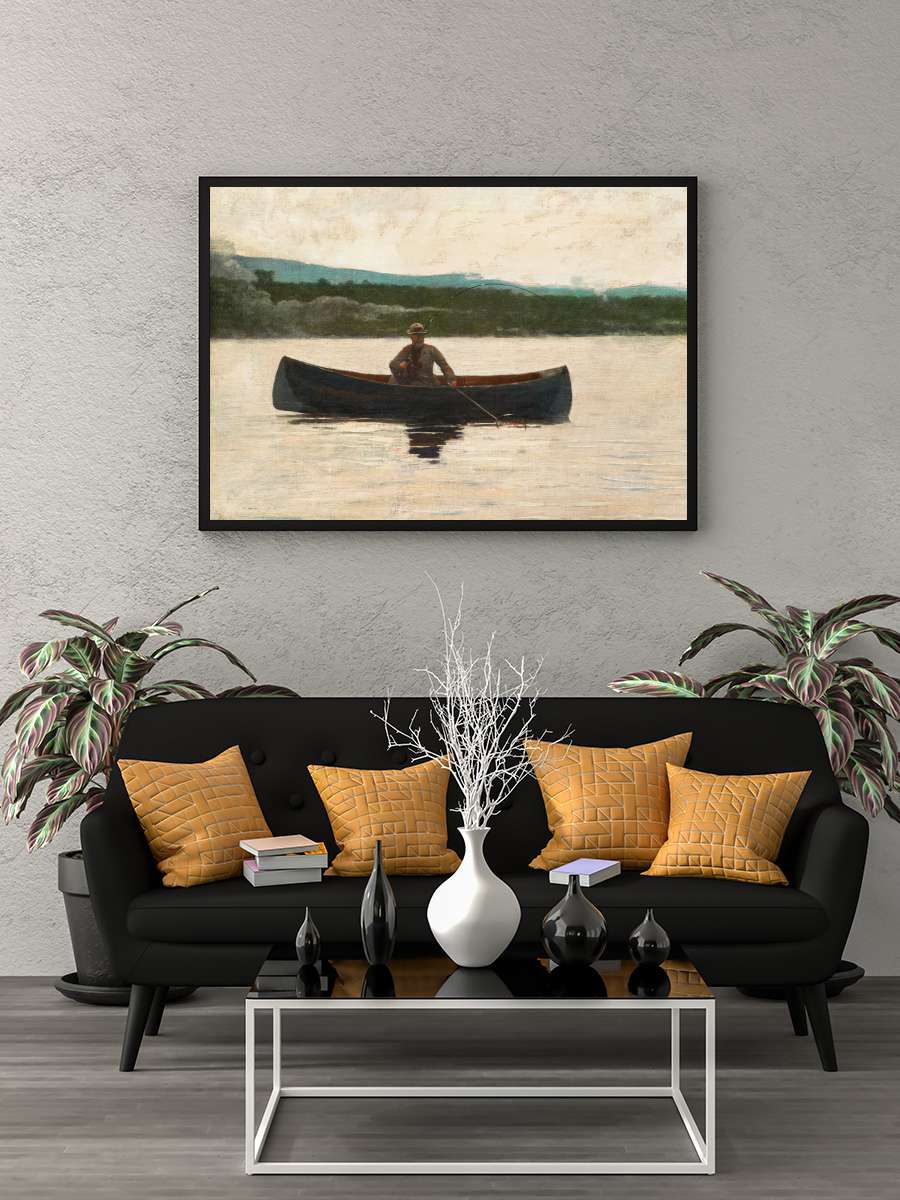 Playing a Fish (Old Fisherman… Fisherman on the Lake) - Winslow… Sanatsal Modern Tablo Siyah Çerçeveli Poster Modern Duvar Tablo