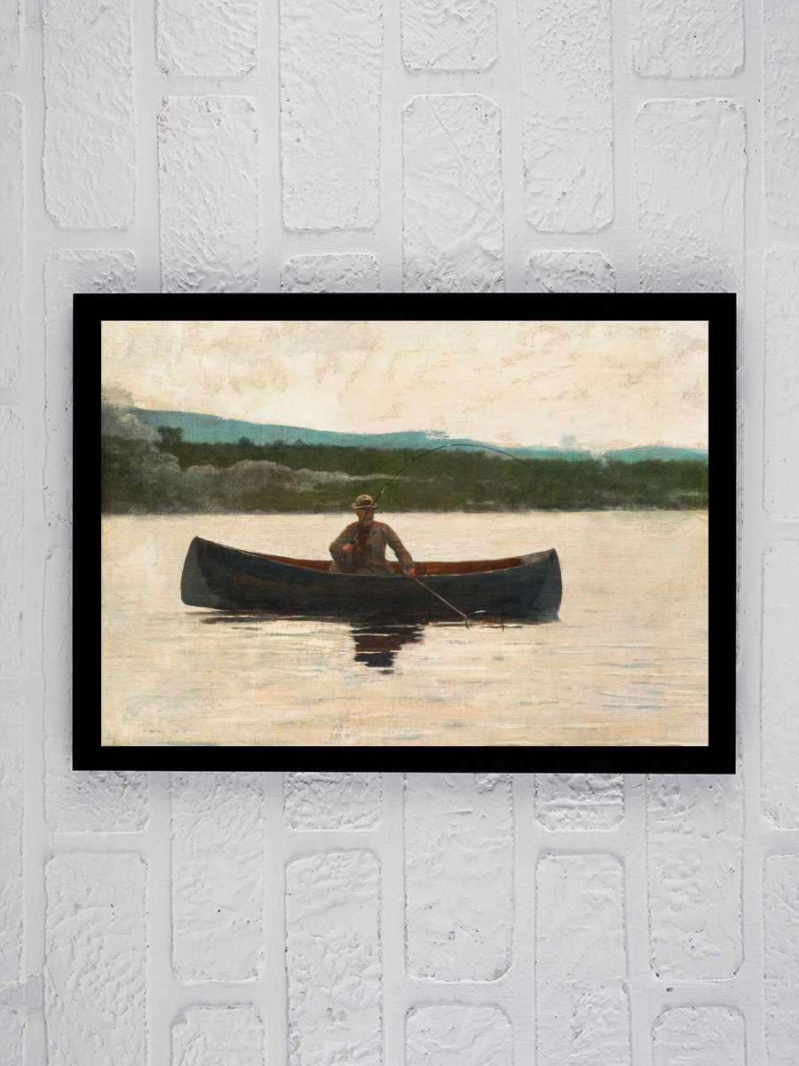 Playing a Fish (Old Fisherman… Fisherman on the Lake) - Winslow… Sanatsal Modern Tablo Siyah Çerçeveli Poster Modern Duvar Tablo