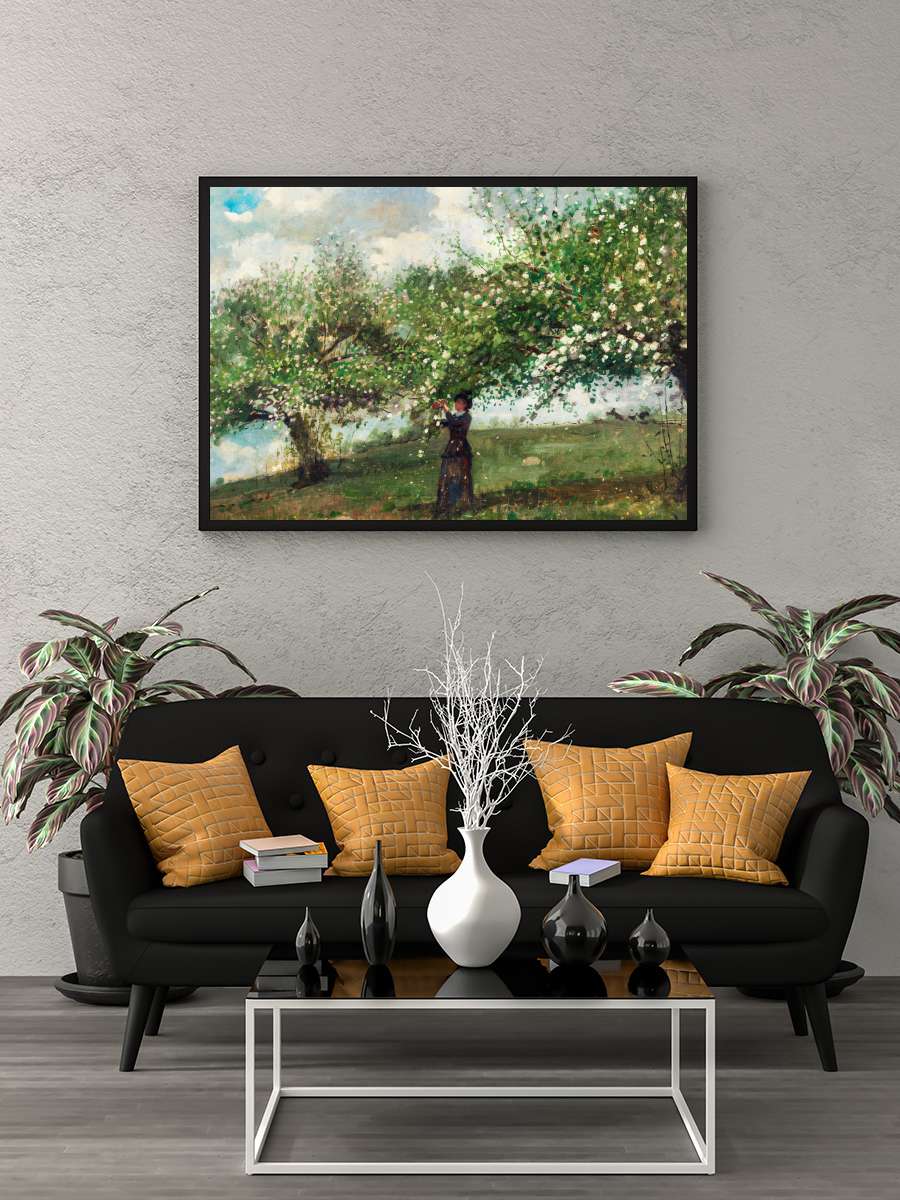 Girl Picking Apple Blossoms … (Apple Orchard Harvest) -… Sanatsal Modern Tablo Siyah Çerçeveli Poster Modern Duvar Tablo