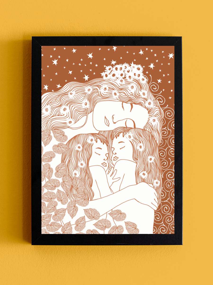 Mother and daughters Sanatsal Modern Tablo Siyah Çerçeveli Poster Modern Duvar Tablo