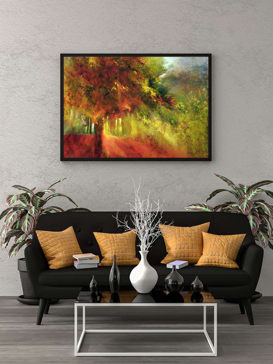 Autumn Sanatsal Modern Tablo Siyah Çerçeveli Poster Modern Duvar Tablo