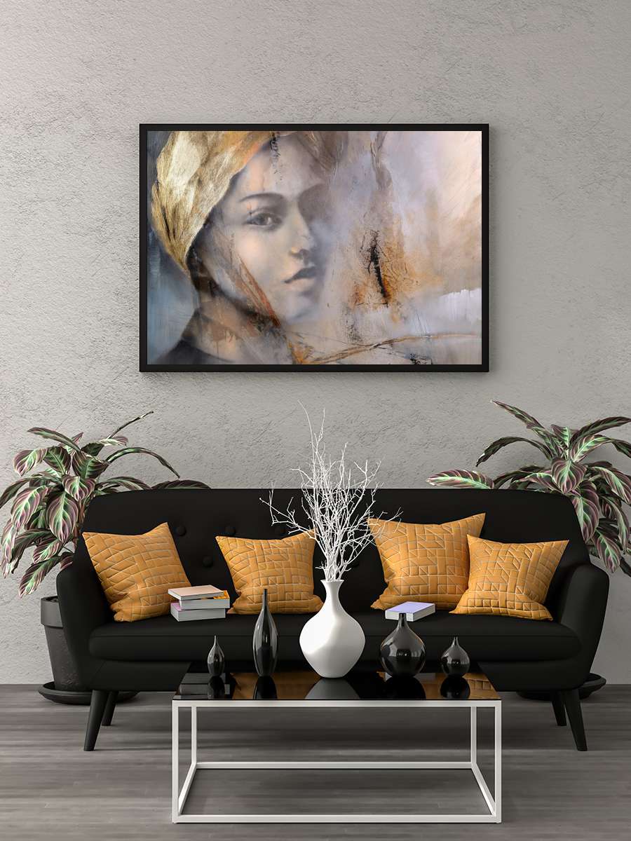 The girl with the golden… golden hairscarf Sanatsal Modern Tablo Siyah Çerçeveli Poster Modern Duvar Tablo