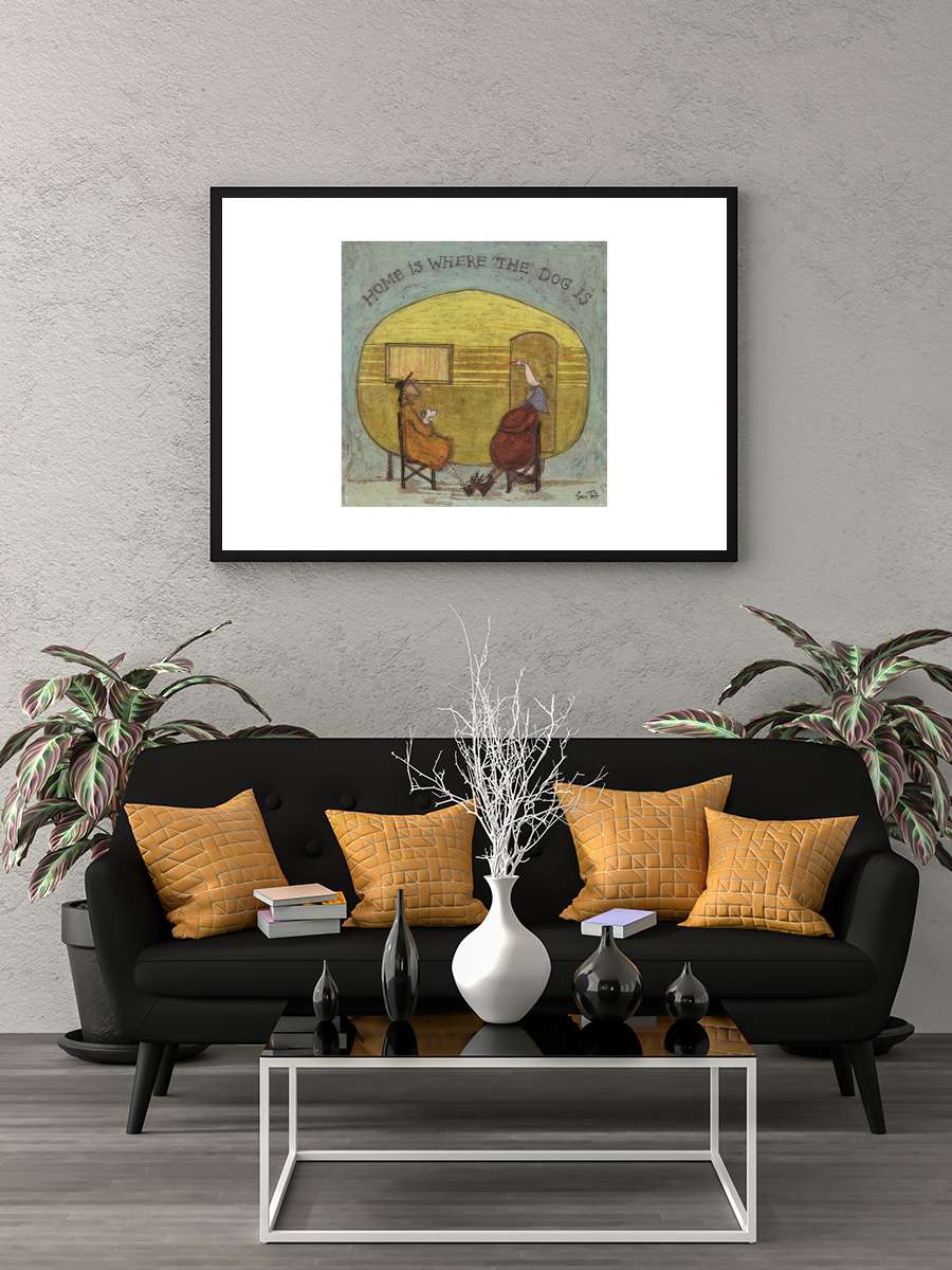 Sam Toft - Home is Where The Dog Is Sanatsal Modern Tablo Siyah Çerçeveli Poster Modern Duvar Tablo