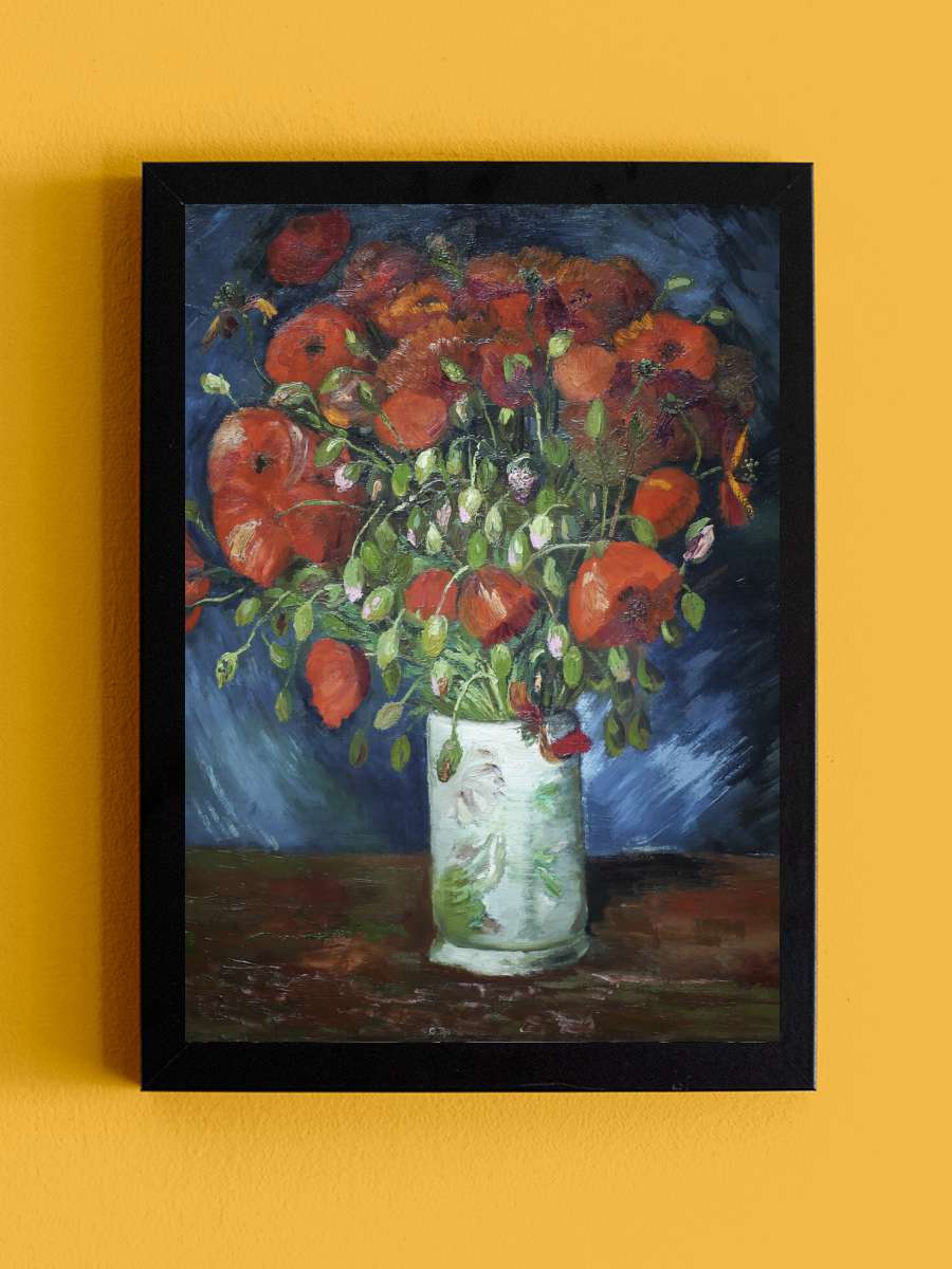 Vase with Poppies (1886) Sanatsal Modern Tablo Siyah Çerçeveli Poster Modern Duvar Tablo