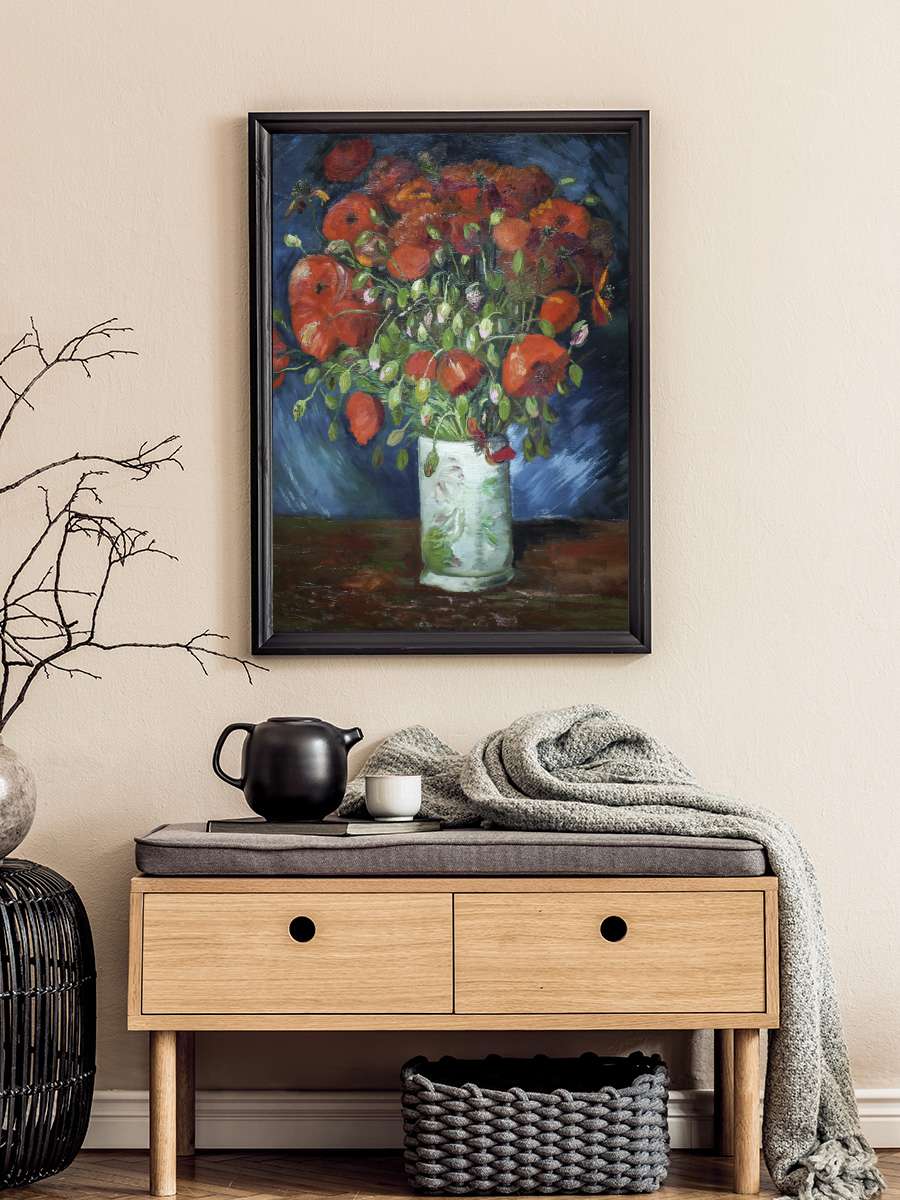 Vase with Poppies (1886) Sanatsal Modern Tablo Siyah Çerçeveli Poster Modern Duvar Tablo