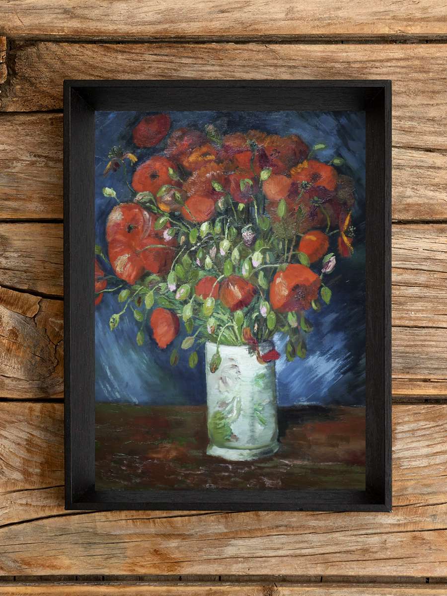 Vase with Poppies (1886) Sanatsal Modern Tablo Siyah Çerçeveli Poster Modern Duvar Tablo