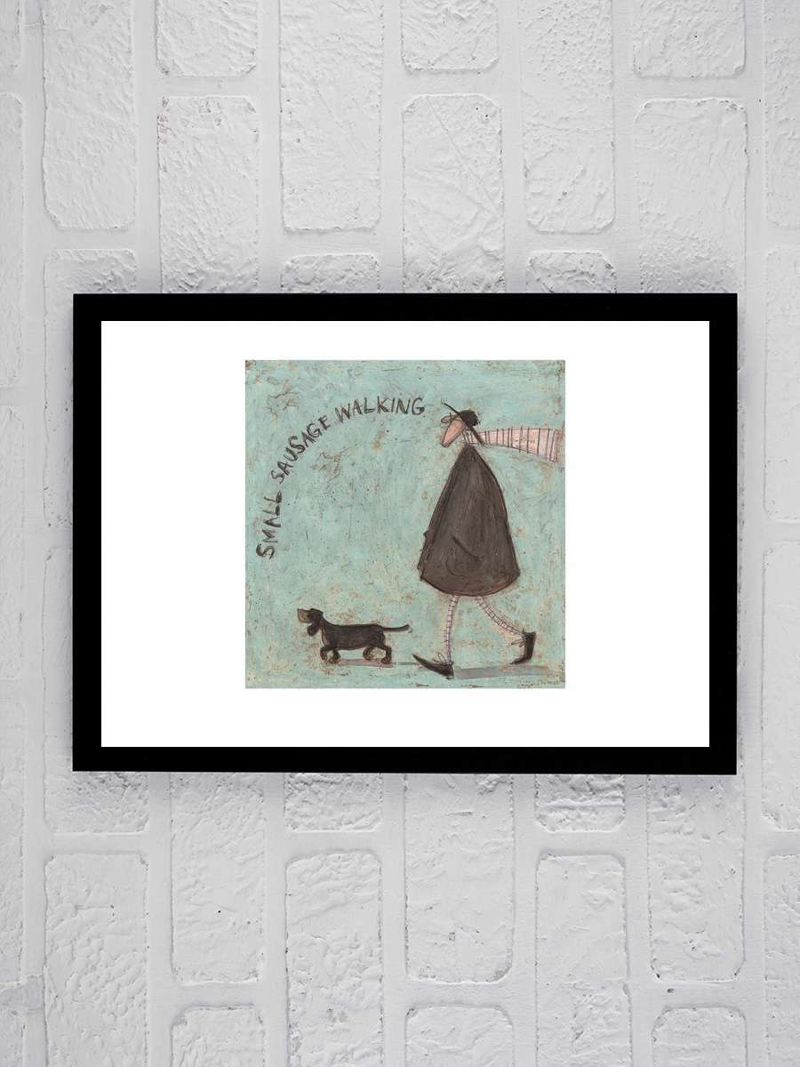 Sam Toft - Small Sausage Walking Sanatsal Modern Tablo Siyah Çerçeveli Poster Modern Duvar Tablo