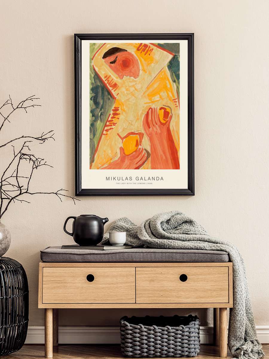 The Lady with the Lemons … (Female Portrait) - Mikulas… Sanatsal Modern Tablo Siyah Çerçeveli Poster Modern Duvar Tablo