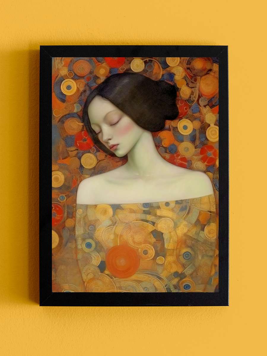 Emel Tunaboylu - Sleeping… Sleeping Beauty with golden Texture Sanatsal Modern Tablo Siyah Çerçeveli Poster Modern Duvar Tablo