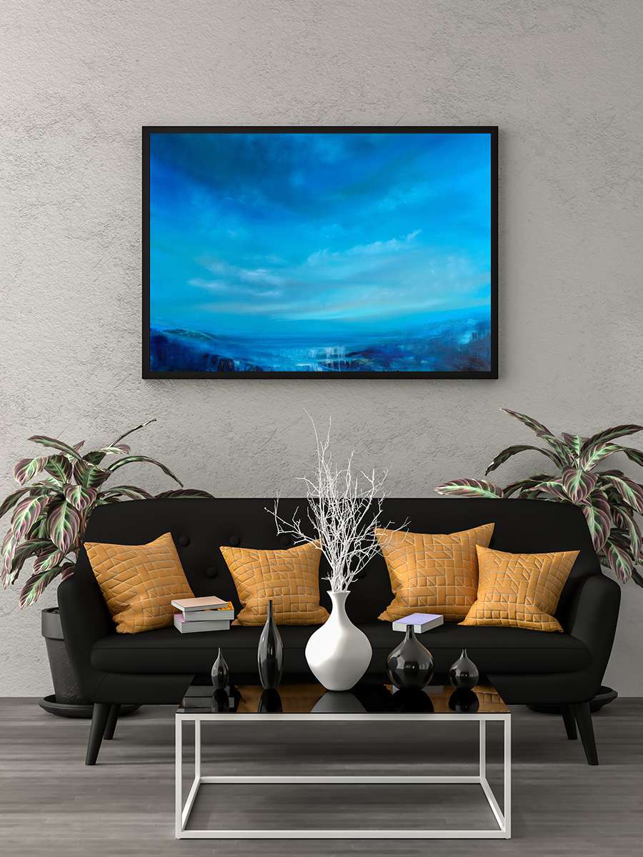 Blue wide Sanatsal Modern Tablo Siyah Çerçeveli Poster Modern Duvar Tablo