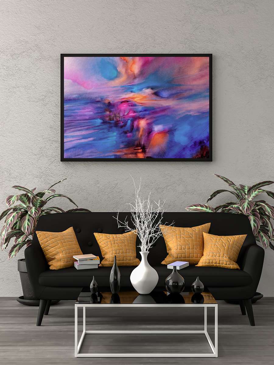 The sun and the wind - pink… pink landscape Sanatsal Modern Tablo Siyah Çerçeveli Poster Modern Duvar Tablo