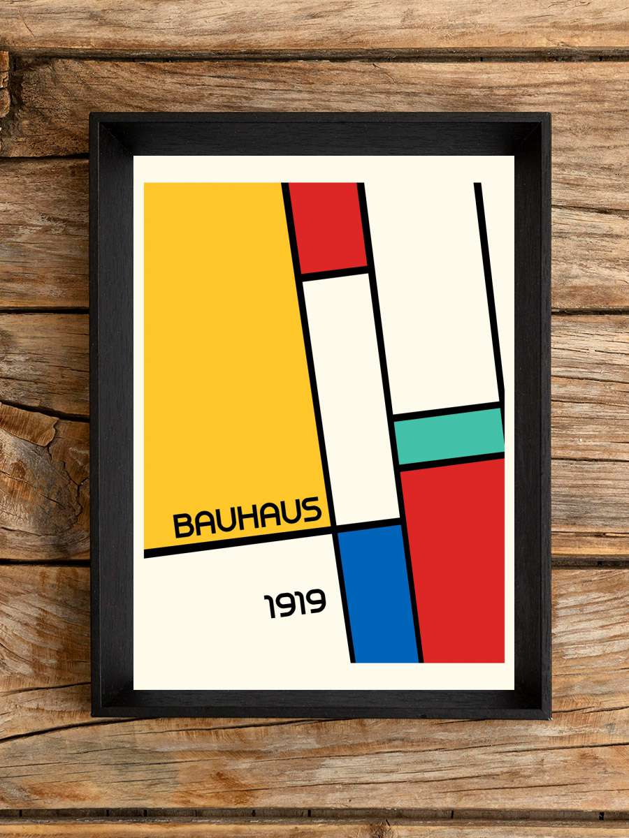 Bauhaus Geometric Design Retro Sanatsal Modern Tablo Siyah Çerçeveli Poster Modern Duvar Tablo