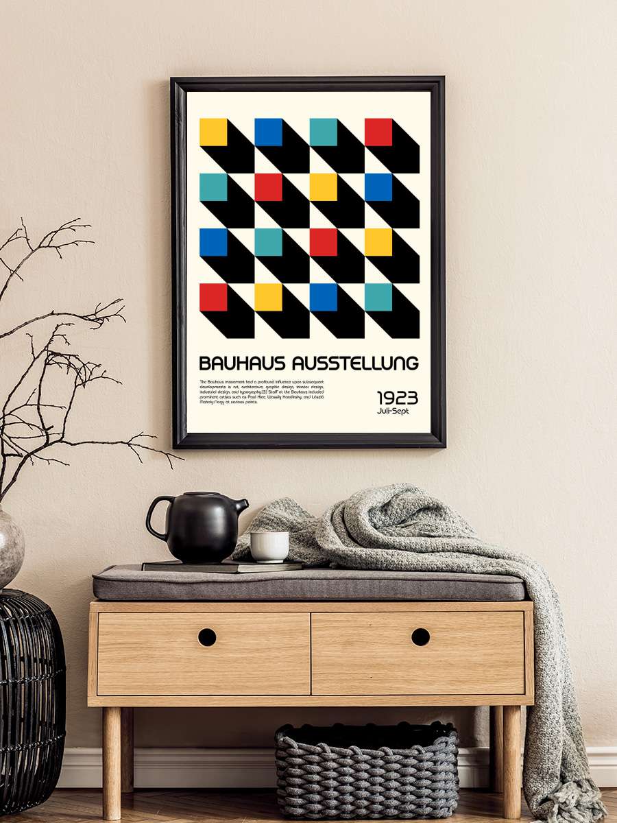 Bauhaus Ausstellung Sanatsal Modern Tablo Siyah Çerçeveli Poster Modern Duvar Tablo