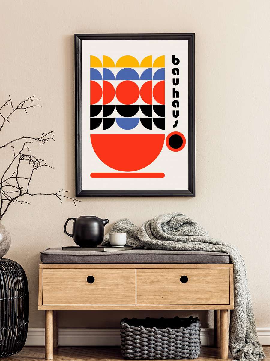 Bauhaus Coffee 70s Decor Sanatsal Modern Tablo Siyah Çerçeveli Poster Modern Duvar Tablo