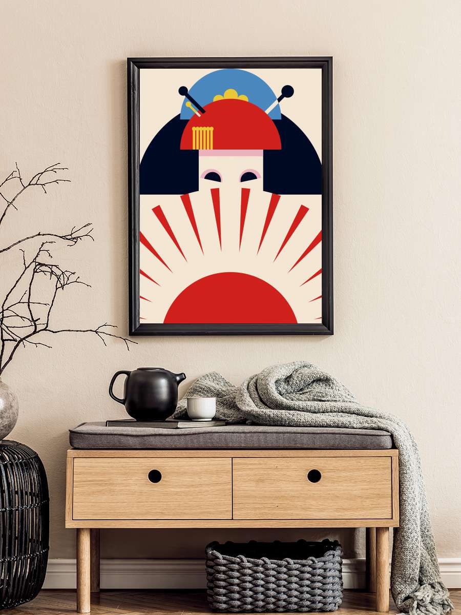 Geisha Girl Retro Minimalist… Minimalist Design Sanatsal Modern Tablo Siyah Çerçeveli Poster Modern Duvar Tablo