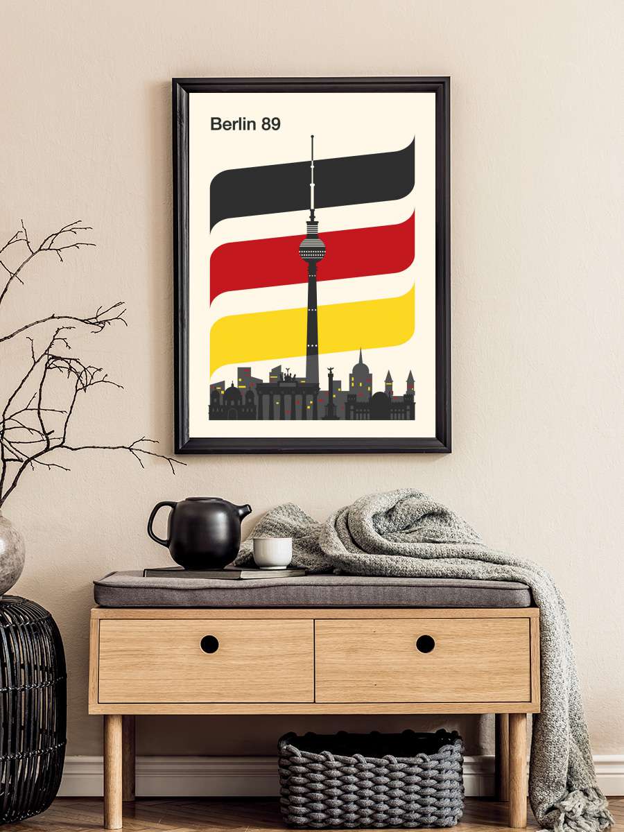 Berlin Retro Travel Print Sanatsal Modern Tablo Siyah Çerçeveli Poster Modern Duvar Tablo