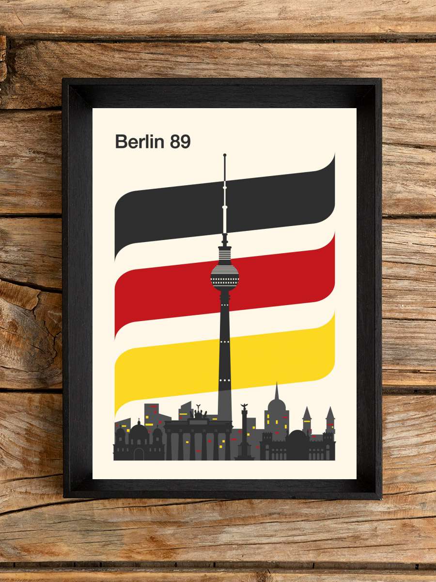 Berlin Retro Travel Print Sanatsal Modern Tablo Siyah Çerçeveli Poster Modern Duvar Tablo