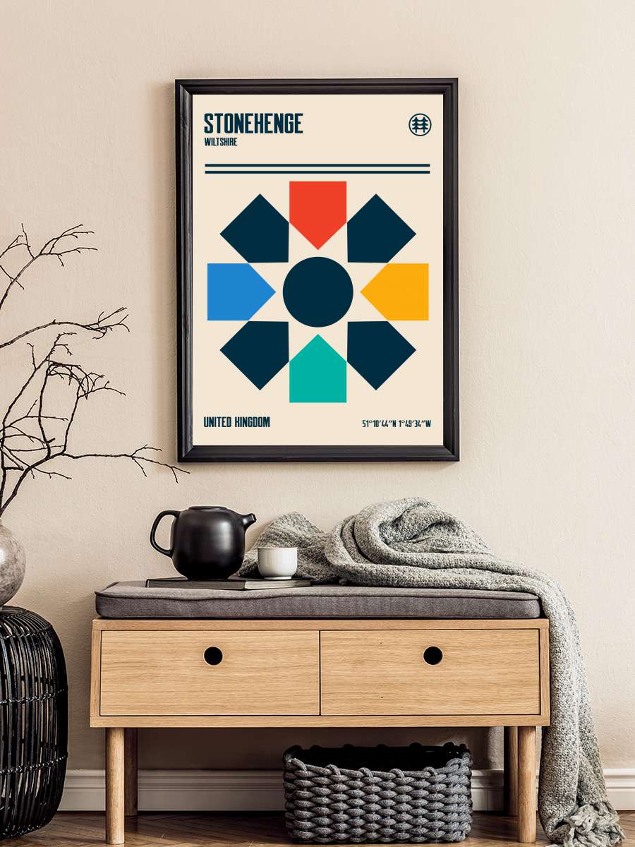 Stonehenge Travel Poster Sanatsal Modern Tablo Siyah Çerçeveli Poster Modern Duvar Tablo