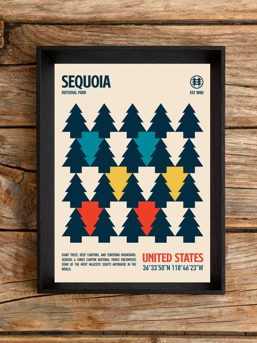 Sequoia National Park Travel… Travel Poster Sanatsal Modern Tablo Siyah Çerçeveli Poster Modern Duvar Tablo