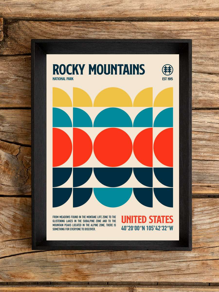 Rocky Mountains National Park… Park Travel Poster Sanatsal Modern Tablo Siyah Çerçeveli Poster Modern Duvar Tablo