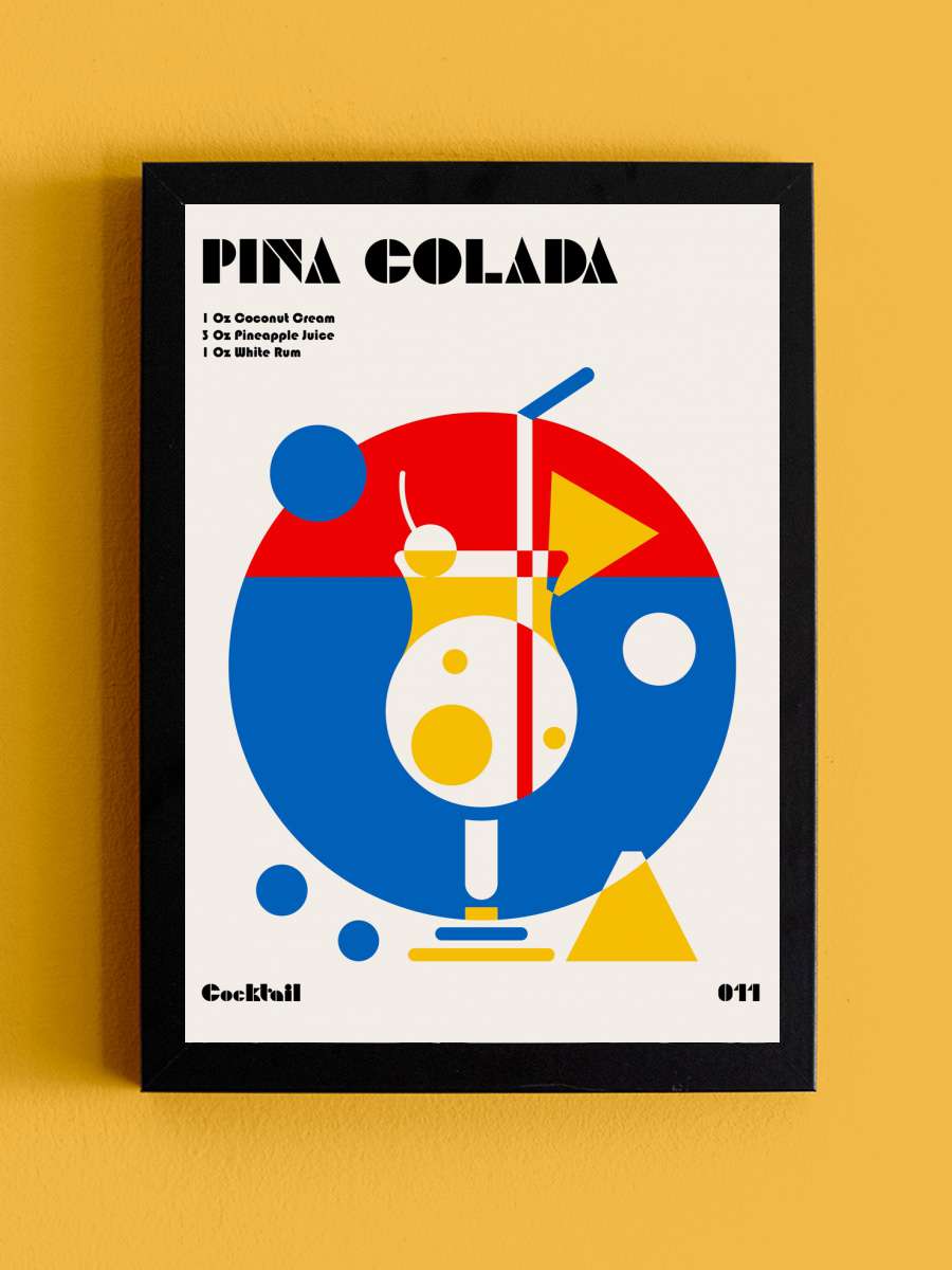 Pina Colada Bauhaus Cocktail Sanatsal Modern Tablo Siyah Çerçeveli Poster Modern Duvar Tablo