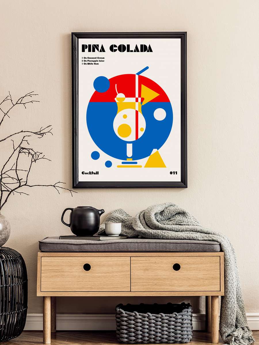 Pina Colada Bauhaus Cocktail Sanatsal Modern Tablo Siyah Çerçeveli Poster Modern Duvar Tablo